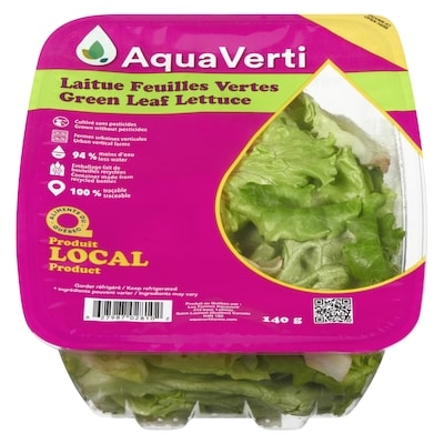Aquaverti laitue feuilles vertes 140gr